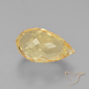 6.11 ct Golden Citrine Stone, Natural Citrine in Briolette with Hole Shape for Sale