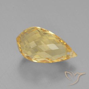 6.00 ct Golden Citrine Stone, Natural Citrine in Briolette with Hole Shape for Sale