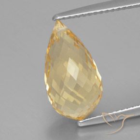 5.84ct Natural Medium Gold Citrine, Briolette, VVS-VS
