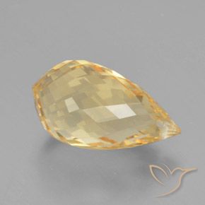5.84 ct Golden Citrine Stone, Natural Citrine in Briolette with Hole Shape for Sale