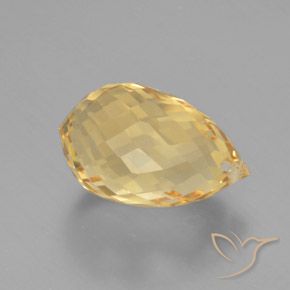 5.49 ct Golden Citrine Stone, Natural Citrine in Briolette with Hole Shape for Sale