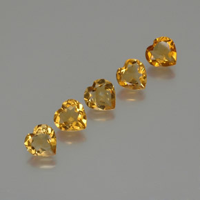 Deep Golden Orange Citrine Gem - 0.8ct Heart Facet (ID: 370950)