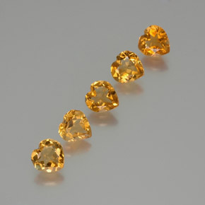 4.03 ctw Golden Citrine Gemstones, Citrine Gems in Heart Facet Shape for Sale.