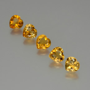 4.66 ctw Golden Citrine Stones, Natural Citrine in Heart Facet Shape for Sale