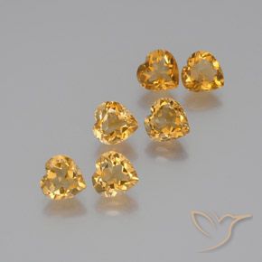 Lot de 6pc pièces de Citrines Orange-or Cœur du Brésil, taille 7 x 6,9mm, poids total 6,32 ct / moyenne 1,05 ct chaque, dureté de Mohs 7 convient aux bijoux de tous les jours, pierre de sagesse, Symbolise l'abondance et la prospérité, Photo A