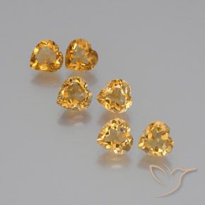 6.32 ctw Golden Citrine Stones, Natural Citrine in Heart Facet Shape for Sale