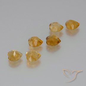 Citrine Gemstones in 7 x 7 mm (calibrated) Size for Sale, Citrine Stones in Orange-Gold Color