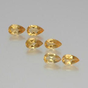 4.46 ctw Golden Citrine Stones, Natural Citrine in Pear Facet Shape for Sale