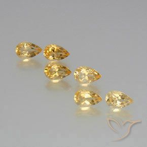 5.31 ctw Golden Citrine Stones, Natural Citrine in Pear Facet Shape for Sale
