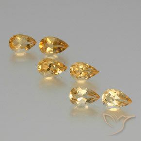 5.03 ctw Golden Citrine Stones, Natural Citrine in Pear Facet Shape for Sale