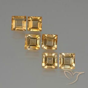 7.47 ctw Golden Citrine Stones, Natural Citrine in Square Facet Shape for Sale