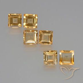 6.10 ctw Golden Citrine Stones, Natural Citrine in Square Facet Shape for Sale