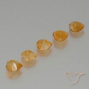 Citrine Gemstones in 7 x 7 mm (calibrated) Size for Sale, Citrine Stones in Deep Orange-Gold Color