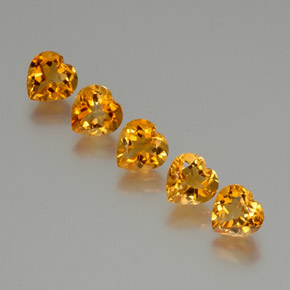 5.81 ctw Golden Citrine Stones, Natural Citrine in Heart Facet Shape for Sale