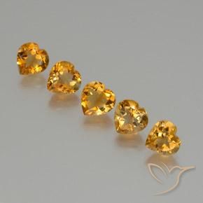 5.22 ctw Golden Citrine Stones, Natural Citrine in Heart Facet Shape for Sale