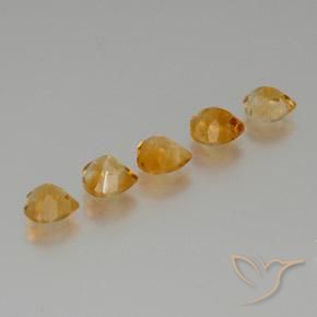 Citrine Gemstones in 7 x 7 mm (calibrated) Size for Sale, Citrine Stones in Deep Orange-Gold Color
