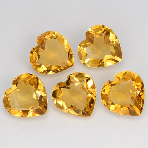 Orange-Gold Citrino Gem - 1ct Cuore sfaccettato (ID: 371515)