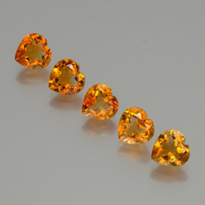 5.48 ctw Orange Citrine Stones, Natural Citrine in Heart Facet Shape for Sale
