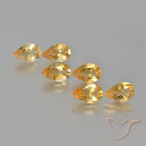 4.92ctw Natural Medium-Light Orange-Gold Citrine, Pear Shape, VS