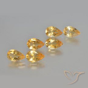 4.92 ctw Golden Citrine Stones, Natural Citrine in Pear Facet Shape for Sale