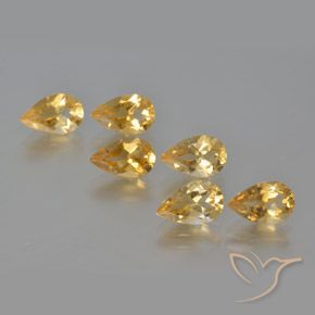 4.82 ctw Golden Citrine Gemstones, Citrine Gems in Pear Facet Shape for Sale.