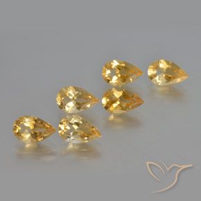 4.82 ctw Golden Citrine Stones, Natural Citrine in Pear Facet Shape for Sale