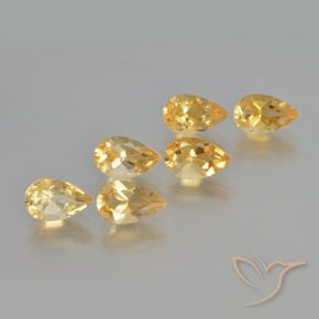 5.40 ctw Golden Citrine Stones, Natural Citrine in Pear Facet Shape for Sale