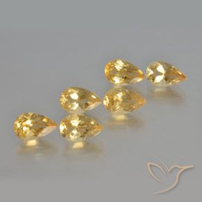 5.02 ctw Golden Citrine Stones, Natural Citrine in Pear Facet Shape for Sale
