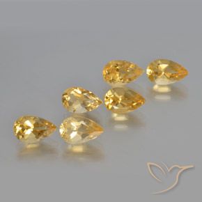 5.18 ctw Golden Citrine Stones, Natural Citrine in Pear Facet Shape for Sale