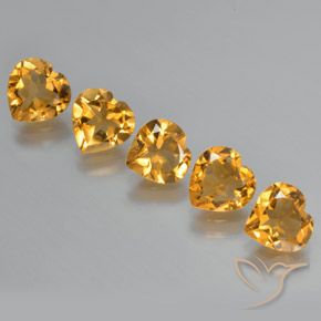 4.82 ctw Golden Citrine Stones, Natural Citrine in Heart Facet Shape for Sale