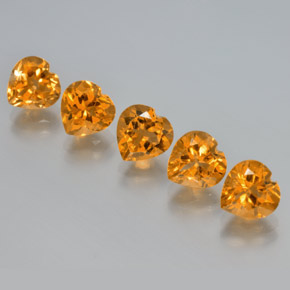 6.11 ctw Golden Citrine Stones, Natural Citrine in Heart Facet Shape for Sale