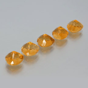 Citrine Gemstones in 7 x 7 mm (calibrated) Size for Sale, Citrine Stones in Deep Orange-Gold Color