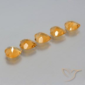 Citrine Gemstones in 7 x 7 mm (calibrated) Size for Sale, Citrine Stones in Deep Orange-Gold Color