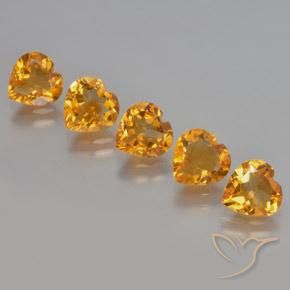 4.92 ctw Golden Citrine Stones, Natural Citrine in Heart Facet Shape for Sale