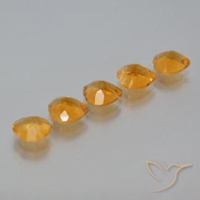 Citrine Gemstones in 7 x 7 mm (calibrated) Size for Sale, Citrine Stones in Dark Orange-Gold Color