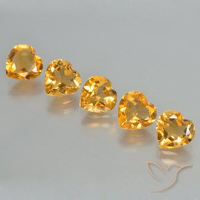 5.06 ctw Golden Citrine Stones, Natural Citrine in Heart Facet Shape for Sale