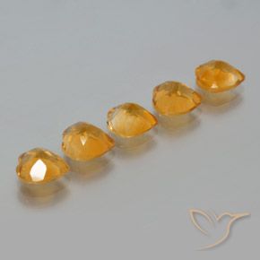 Citrine Gemstones in 7 x 7 mm (calibrated) Size for Sale, Citrine Stones in Medium Orange-Gold Color