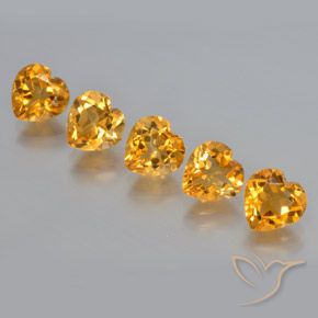 5.61 ctw Golden Citrine Stones, Natural Citrine in Heart Facet Shape for Sale