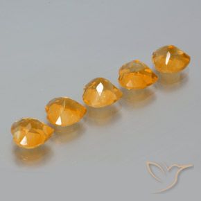 Citrine Gemstones in 7 x 7 mm (calibrated) Size for Sale, Citrine Stones in Deep Orange-Gold Color