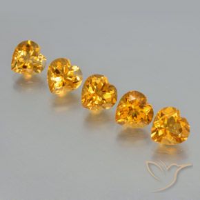 5.90 ctw Golden Citrine Stones, Natural Citrine in Heart Facet Shape for Sale