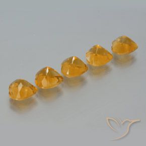 Citrine Gemstones in 7 x 7 mm (calibrated) Size for Sale, Citrine Stones in Deep Orange-Gold Color