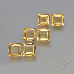 5.81 ctw Golden Citrine Stones, Natural Citrine in Square Facet Shape for Sale