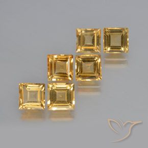 6.59 ctw Golden Citrine Stones, Natural Citrine in Square Facet Shape for Sale