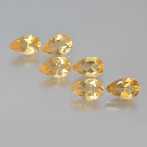 4.19 ctw Golden Citrine Gemstones, Citrine Gems in Pear Facet Shape for Sale.
