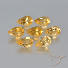 5.78 ctw Golden Citrine Stones, Natural Citrine in Pear Facet Shape for Sale