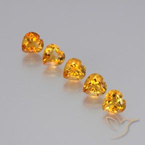 6.00 ctw Golden Citrine Stones, Natural Citrine in Heart Facet Shape for Sale