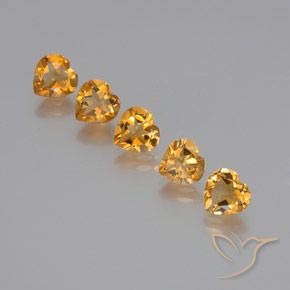 5.16 ctw Golden Citrine Stones, Natural Citrine in Heart Facet Shape for Sale