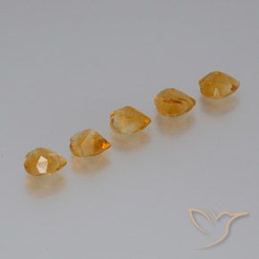 Citrine Gemstones in 7 x 7 mm (calibrated) Size for Sale, Citrine Stones in Dark Orange-Gold Color