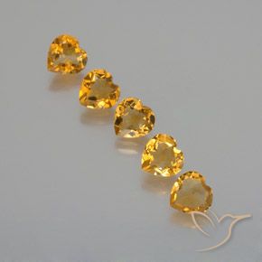 4.97 ctw Golden Citrine Stones, Natural Citrine in Heart Facet Shape for Sale