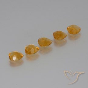 Citrine Gemstones in 7 x 7 mm (calibrated) Size for Sale, Citrine Stones in Medium-Light Orange-Gold Color